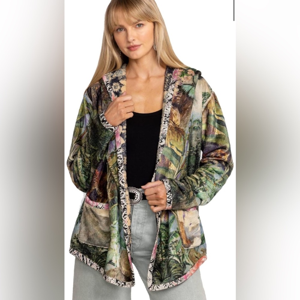Johnny Was Raw Jungle Pattern Reversible Sherpa Jacket. NWT